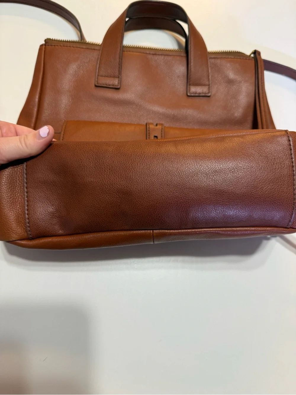 Fossil Hunter Brown Leather Convertible Backpack Purse Shoulder Bag Cognac